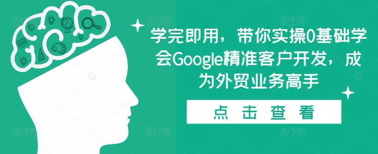 学完即用，带你实操0基础学会Google精准客户开发，成为外贸业务高手-搞钱利器