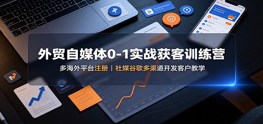 外贸自媒体0-1实战获客训练营：多海外平台注册，社媒谷歌多渠道开发客户教学-搞钱利器