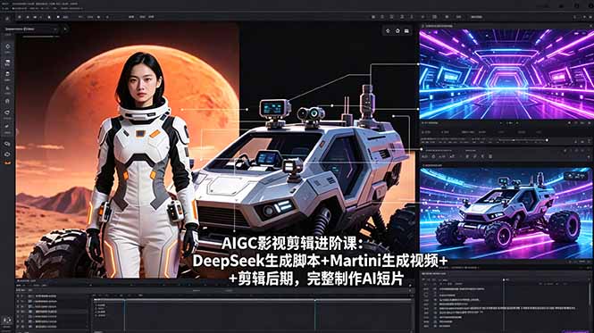 AIGC影视剪辑进阶课：DeepSeek生成脚本+Martini生成视频+剪辑后期，完整制作AI短片-搞钱利器