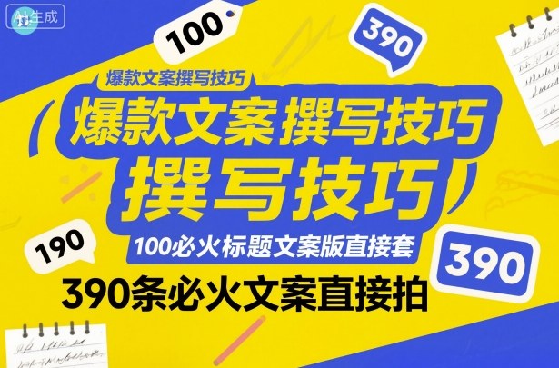 爆款文案撰写技巧,100个必火标题文案模版直接套,390条必火文案直接拍-搞钱利器
