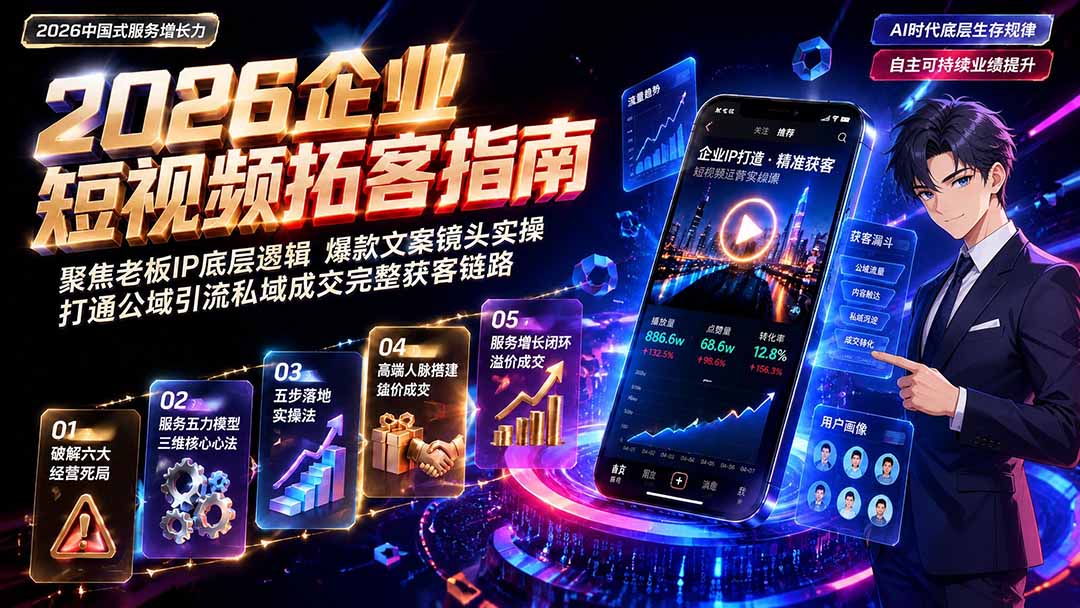 2026AI时代服务增长力实战课-无水印｜五力模型三维心法教学，破解门店客源流失低价内卷实现长效业绩增长-搞钱利器
