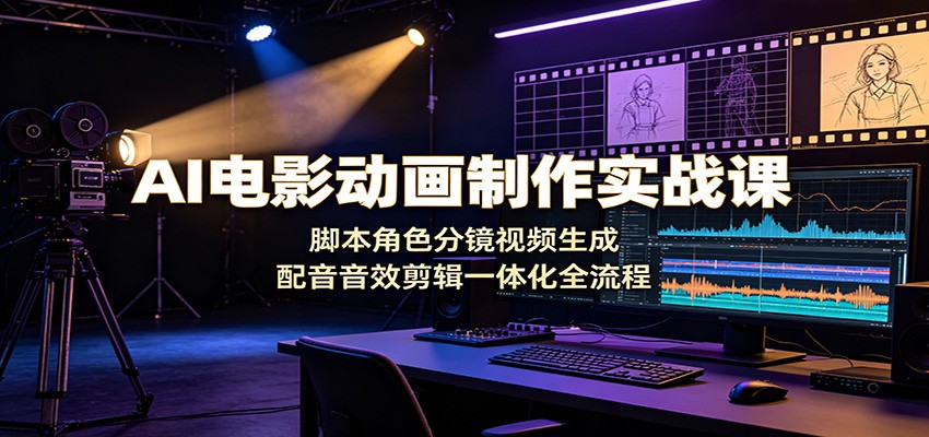 AI电影动画制作实战课：脚本角色分镜视频生成，配音音效剪辑一体化全流程-搞钱利器