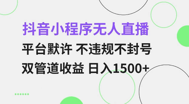抖音小程序无人直播 平台默许 不违规不封号 双管道收益 日入多张 小白也能轻松操作【仅揭秘】-搞钱利器