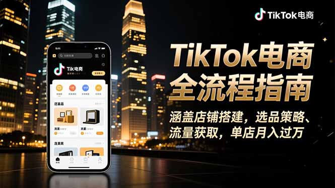 TikTok电商全流程指南，涵盖店铺搭建、选品策略、流量获取，单店月入过万-搞钱利器