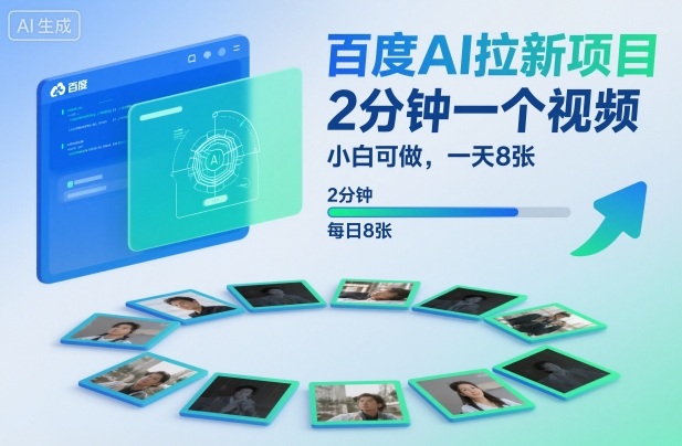 百度AI拉新项目，2分钟一个视频，小白可做，一天8张【附案例+保姆级教程】-搞钱利器