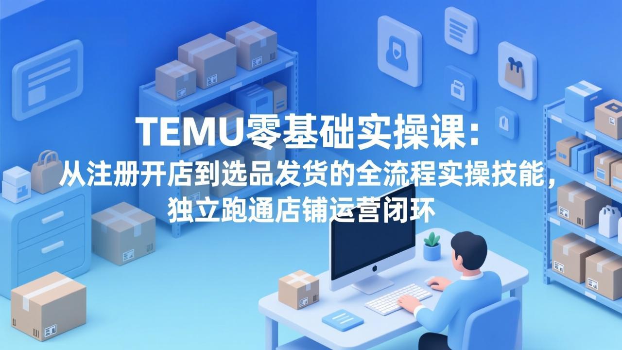 TEMU零基础实操课：从注册开店到选品发货的全流程实操技能，独立跑通店铺运营闭环-搞钱利器