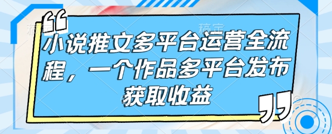 小说推文多平台运营全流程，一个作品多平台发布获取收益-搞钱利器