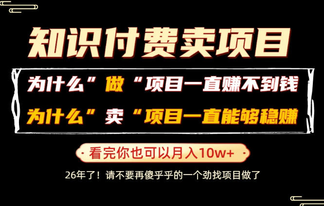 普通人为什么能够靠卖项目轻松月入10W+，而做项目却容易成炮灰，卖项目为什么能够稳賺不赔？【揭秘】-搞钱利器