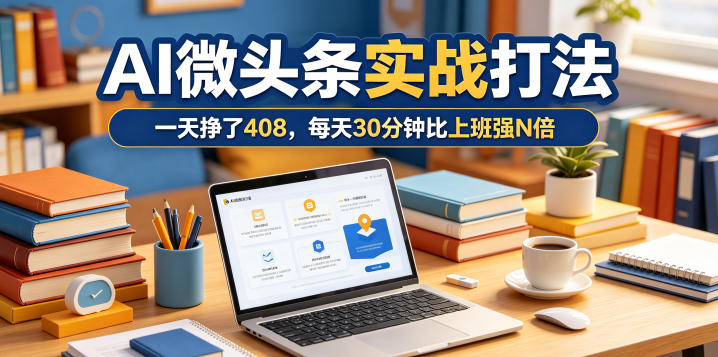 一天挣了408，AI微头条实战打法，每天30分钟比上班强N倍-搞钱利器