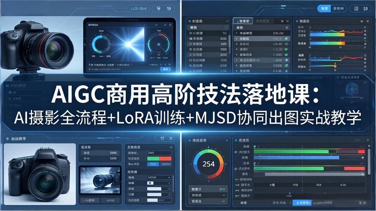 AIGC商用高阶技法落地课：AI摄影全流程+LoRA训练+MJSD协同出图实战教学-搞钱利器