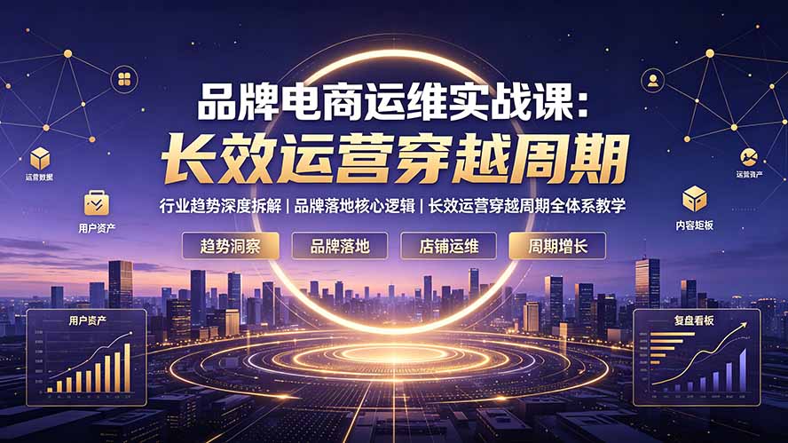 品牌电商运维实战课：行业趋势深度拆解｜品牌落地核心逻辑｜长效运营穿越周期全体系教学-搞钱利器