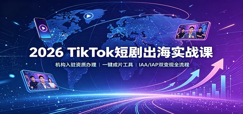 2026 TikTok短剧出海实战课：机构入驻资质办理，一键成片工具，IAA/IAP双变现全流程-搞钱利器