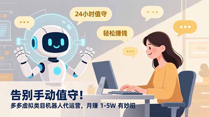 告别手动值守！多多虚拟类目机器人代运营，月赚 1-5W 有妙招-搞钱利器