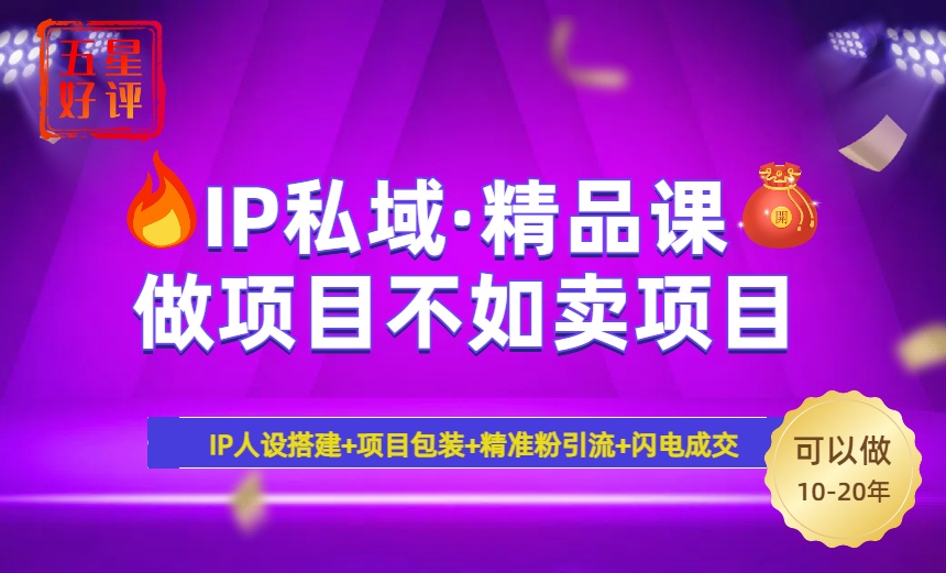 2025年“IP私域·密训精品课”，日赚3000+小白避坑年赚百万，暴力引流…-搞钱利器