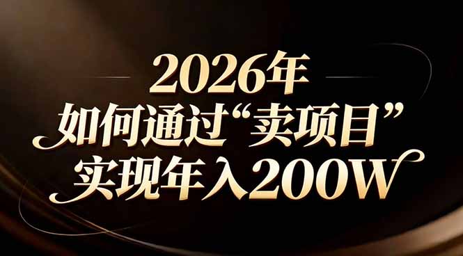 站在2026年的十字路口：一个普通人如何通过卖项目实现年入200万-搞钱利器