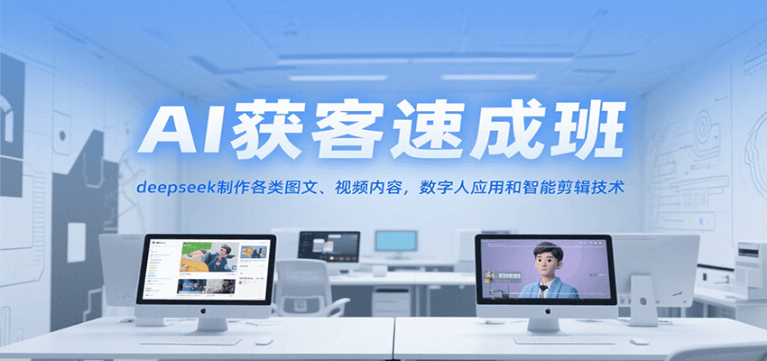 AI获客速成班，deepseek制作各类图文、视频内容，数字人应用和智能剪辑技术-搞钱利器