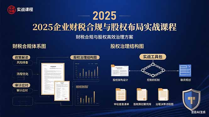 2025企业财税合规与股权布局的实战课程：财税合规与股权高效治理方案-搞钱利器