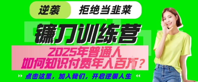 【网创项目终点站-镰刀训练营超级IP合伙人】25年普通人如何通过知识付费实现逆袭【揭秘】-搞钱利器