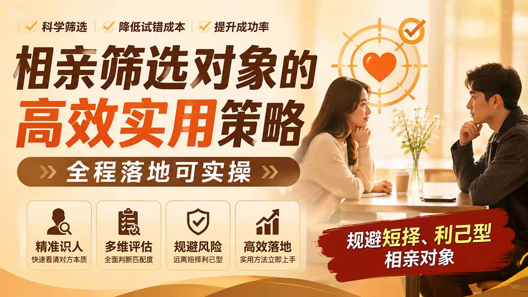 付费文章：相亲筛选对象的高效实用策略，全程落地可实操，规避短择、利己型相亲对象-搞钱利器