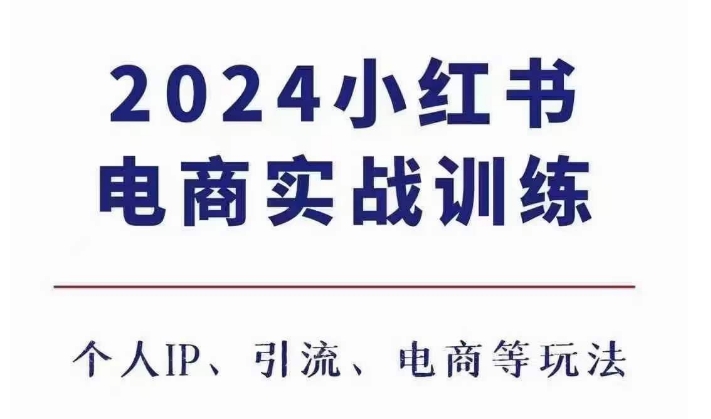 2024小红书电商3.0实战训练，包含个人IP、引流、电商等玩法-搞钱利器