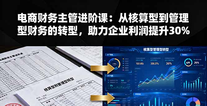 电商财务主管进阶课：从核算型到管理型财务的转型，助力企业利润提升30%-搞钱利器