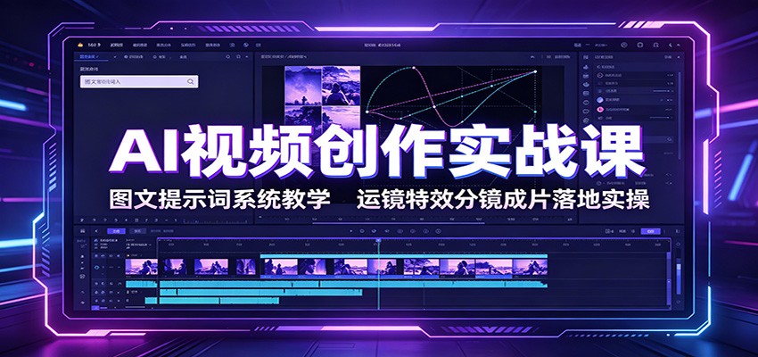 AI视频创作实战课：图文提示词系统教学，运镜特效分镜成片落地实操-搞钱利器