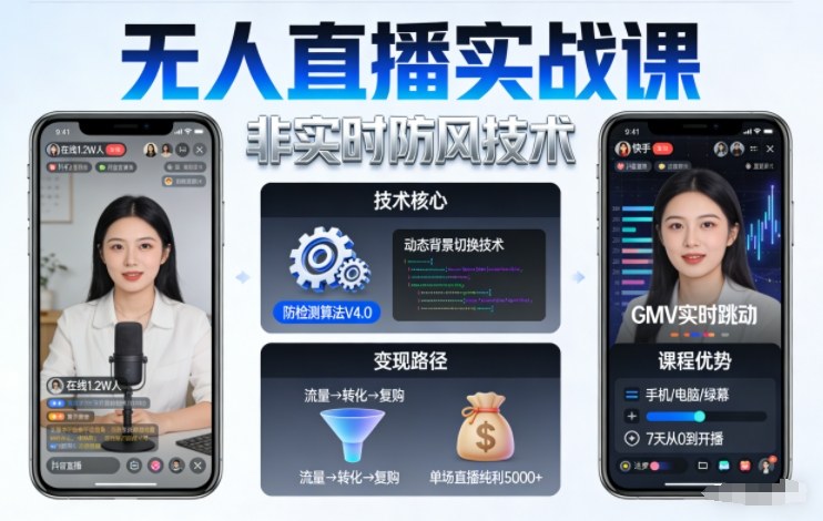 宝子哥无人直播实战课，非实时防风技术，聚焦抖音快手等平台直播带货，轻松开启直播变现之路(更新2026年08月06日)-搞钱利器
