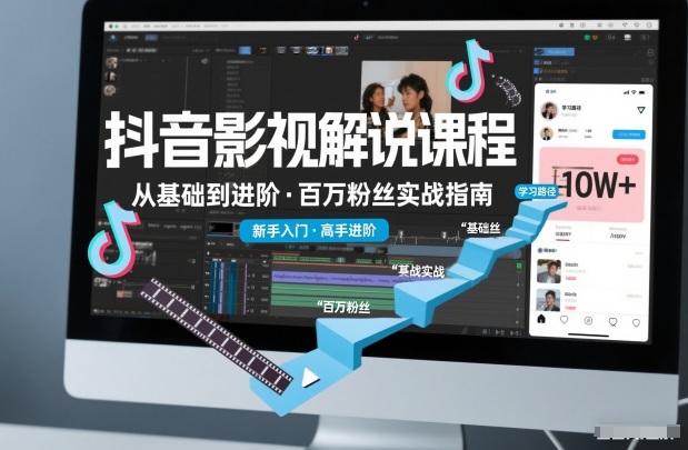 抖音百万粉丝影视解说课程，基础到进阶课，适合新手和进阶学习-搞钱利器