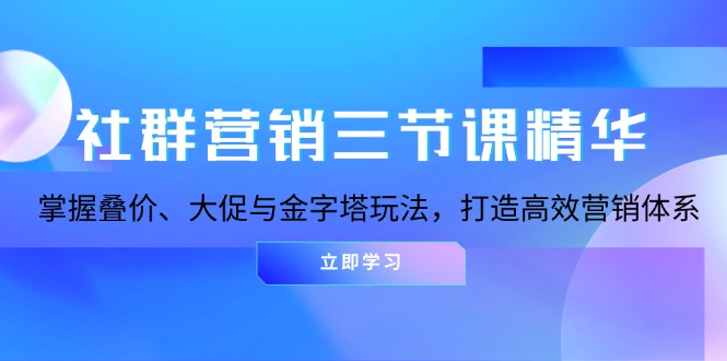 社群营销三节课精华：掌握叠价、大促与金字塔玩法，打造高效营销体系-搞钱利器
