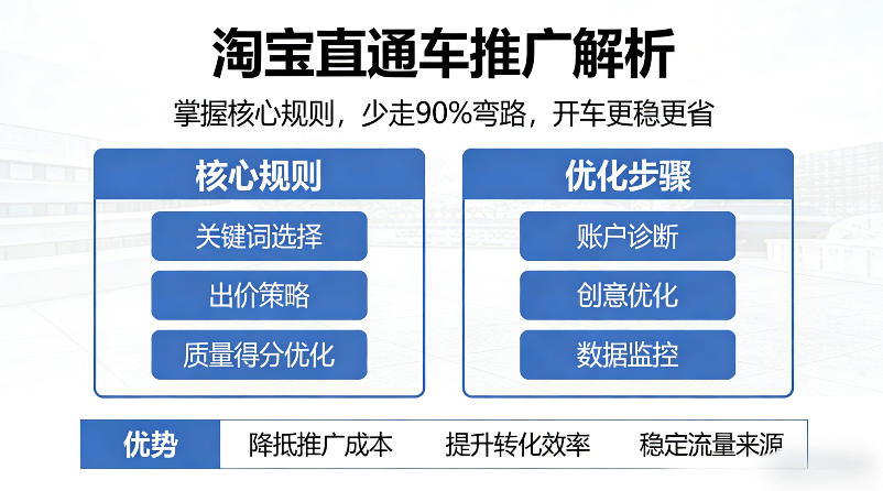 淘宝直通车推广解析，掌握核心规则，少走90%弯路，开车更稳更省-搞钱利器