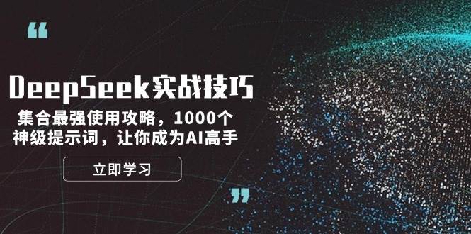 DeepSeek实战技巧：集合最强使用攻略，1000个神级提示词，让你成为AI高手-搞钱利器