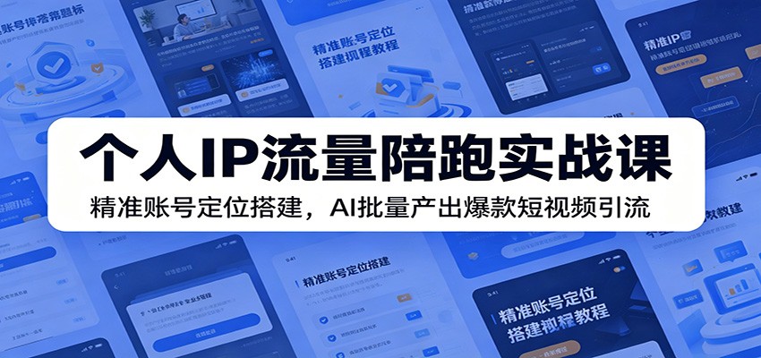 个人IP流量陪跑实战课：精准账号定位搭建，AI批量产出爆款短视频引流-搞钱利器