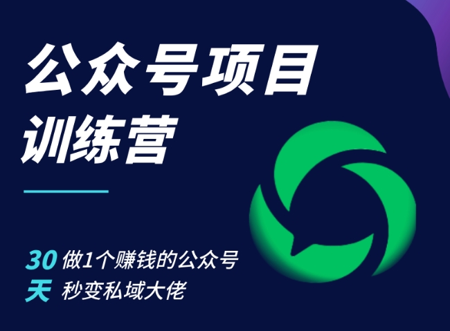 公众号项目训练营，30天做1个赚钱的公众号，秒变私域大佬-搞钱利器