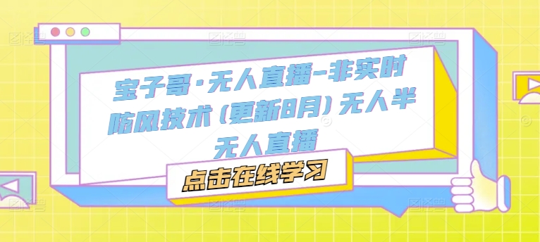 宝子哥·无人直播-非实时防风技术(更新9月)无人半无人直播-搞钱利器