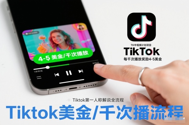 TK中视频计划项目,Tiktok第一人称解说流程,每干次播放奖励4-5美金-搞钱利器