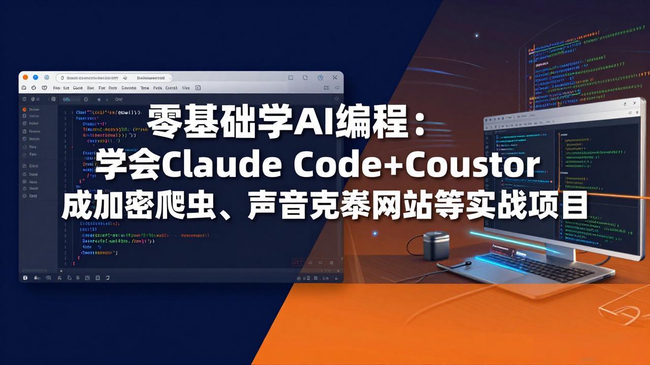 零基础学AI编程：学会Claude Code+Cursor完成加密爬虫、声音克隆网站等实战项目-搞钱利器