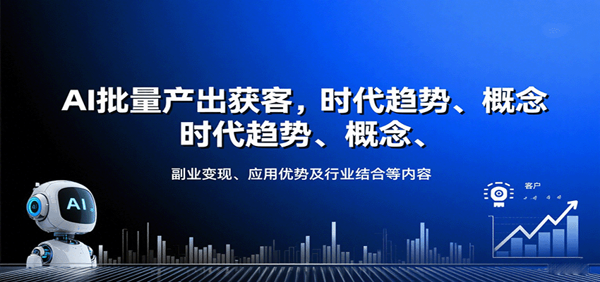 AI批量产出获客，时代趋势、概念、副业变现、应用优势及行业结合等内容-搞钱利器