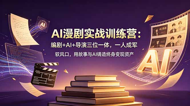 AI漫剧实战训练营：编剧+AI+导演三位一体，一人成军 驭风口，用故事与AI铸造终身变现资产-搞钱利器