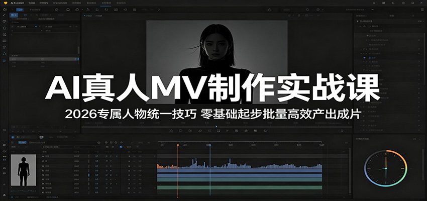 AI真人MV制作实战课：2026专属人物统一技巧，零基础起步批量高效产出成片-搞钱利器
