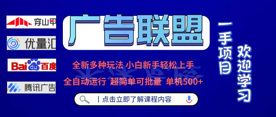 广告联盟 全新多种玩法 单机500+  全自动运行  可批量运行-搞钱利器