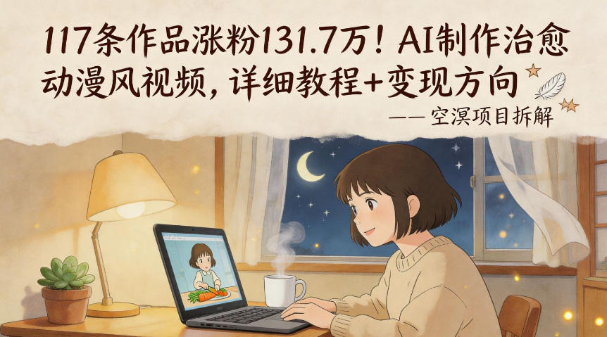 117条作品涨粉131.7W！AI制作治愈动漫风视频，详细教程+变现方向-搞钱利器