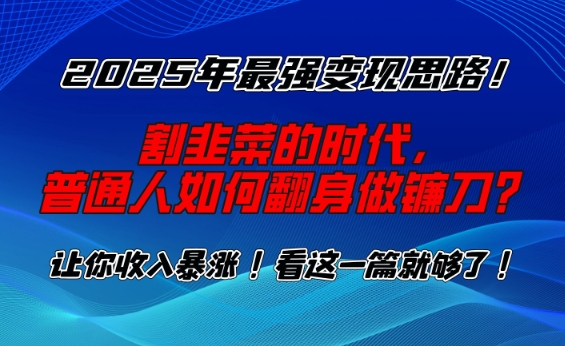 2025年最强变现思路，割韭菜的时代， 普通人如何翻身做镰刀？【揭秘】-搞钱利器