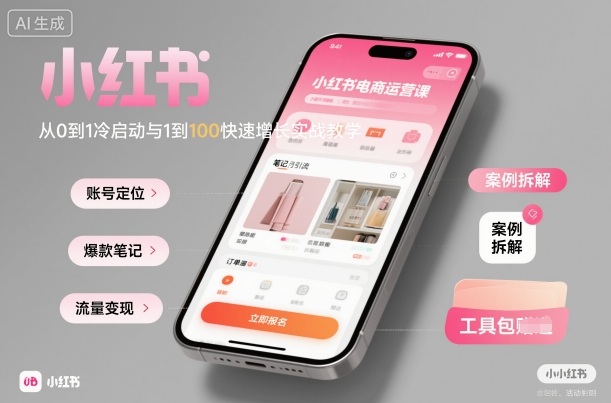 小红书电商运营课：从0到1冷启动与1到100快速增长实战教学-搞钱利器