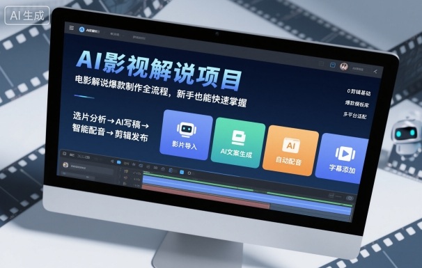 AI影视解说项目，电影解说爆款制作全流程，新手也能快速掌握-搞钱利器