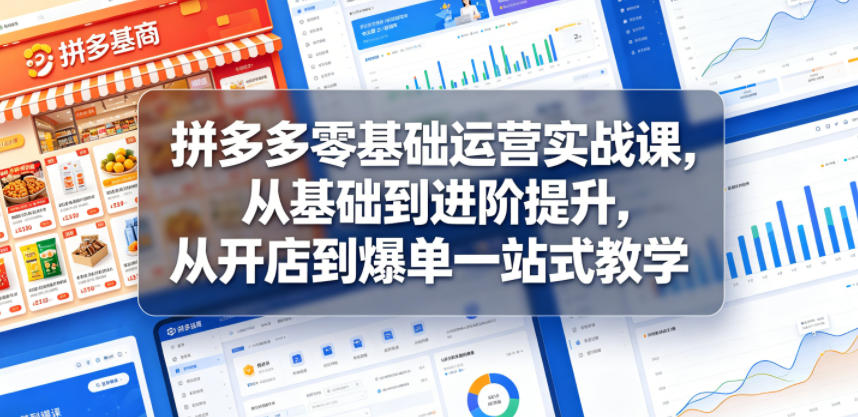 拼多多零基础运营实战课，从基础到进阶提升，从开店到爆单一站式教学-搞钱利器