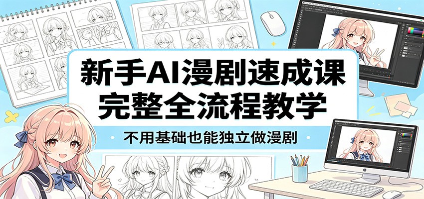 新手AI漫剧速成课：完整全流程教学，不用基础也能独立做漫剧-搞钱利器