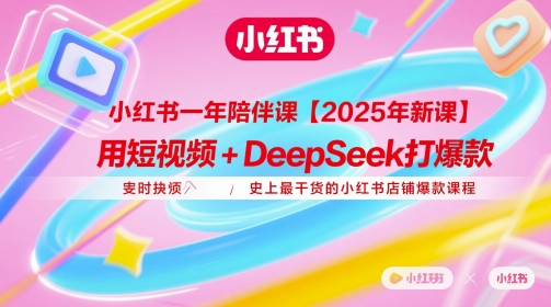 小红书一年陪伴课【2025年新课】，用短视频+deepSeek打爆款，史上最干货的小红书店铺爆款课程-搞钱利器