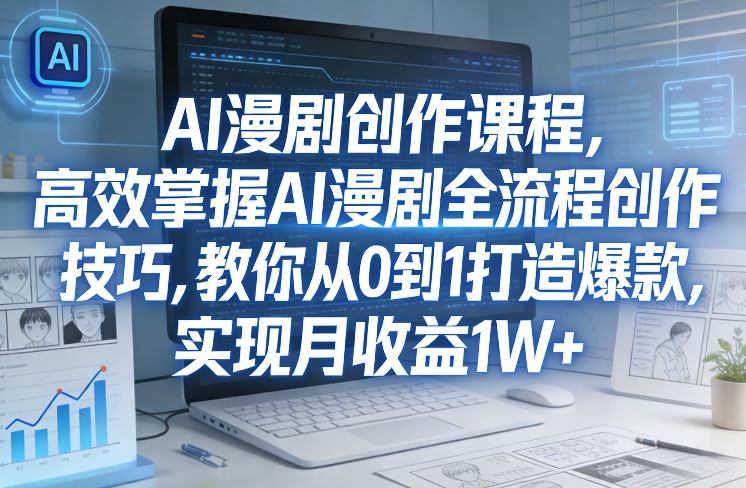 某社群AI漫剧创作课程，高效掌握AI漫剧全流程创作技巧，教你从0到1打造爆款，实现月收益1W+-搞钱利器