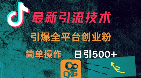 最新引流方法，引爆全平台的一个创业粉，简单操作日引300+-搞钱利器