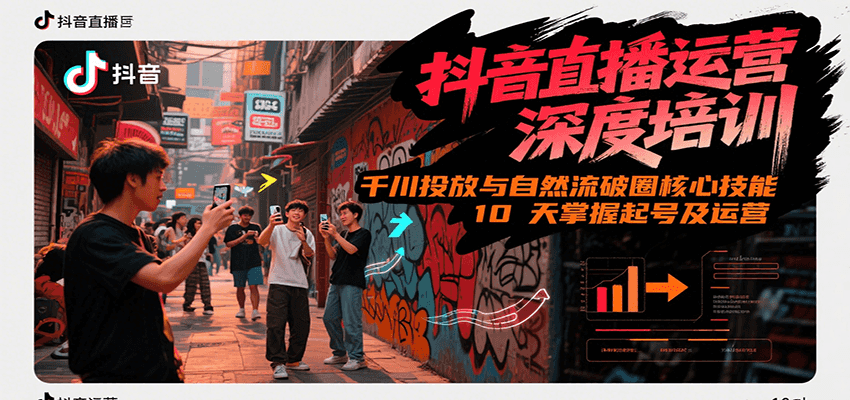 抖音直播运营深度培训，千川投放与自然流核心技能，10天掌握起号及运营(6-7月新课)-搞钱利器